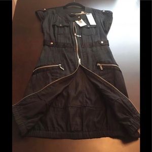 Vintage NWT Collective Clothing Black 2-Way Zip Dress Sz M